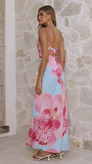 Scarlet Maxi Dress - Blue/Pink Floral