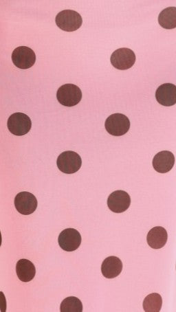 Mairi Maxi Dress - Pink / Brown Polka
