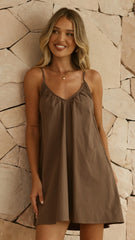 Rainie Mini Dress - Brown