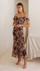 Adrianna Maxi Dress - Brown Floral