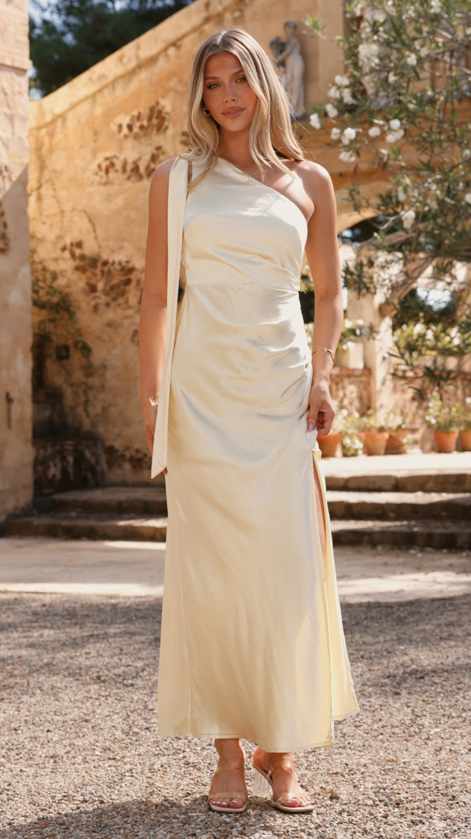 Halle One Shoulder Maxi Dress - Yellow