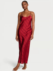 Satin Sheer Stripe Long Slip Dress