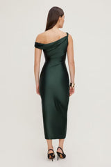 Jayde Stretch Satin Maxi Dress-Scarab Green