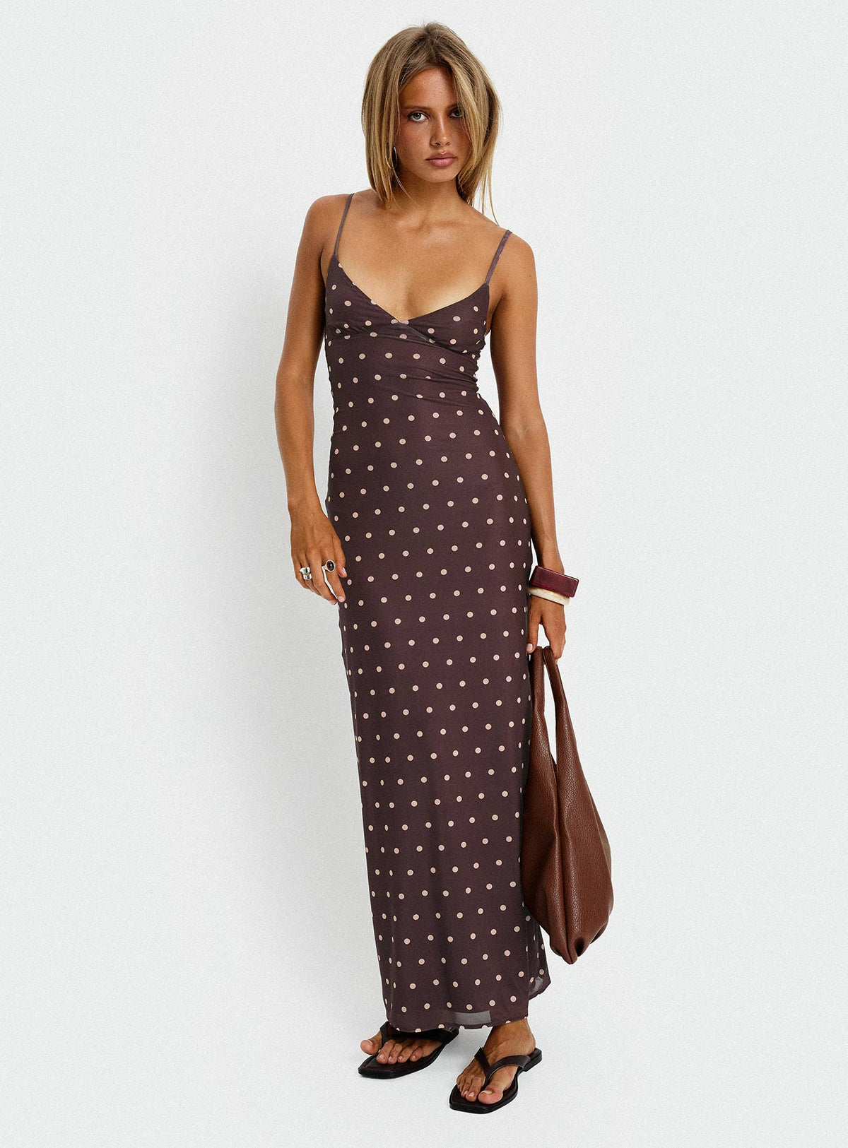 Glass Half Full Mesh Maxi Dress Plum / Pink Polka Dot
