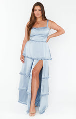 Lady Corset Dress ~ Steel Blue Luxe Satin