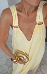 Heidi Maxi Dress ~ Pale Yellow Pleated Chiffon