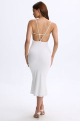 Modal Plunge Open-Back Midaxi Dress in White