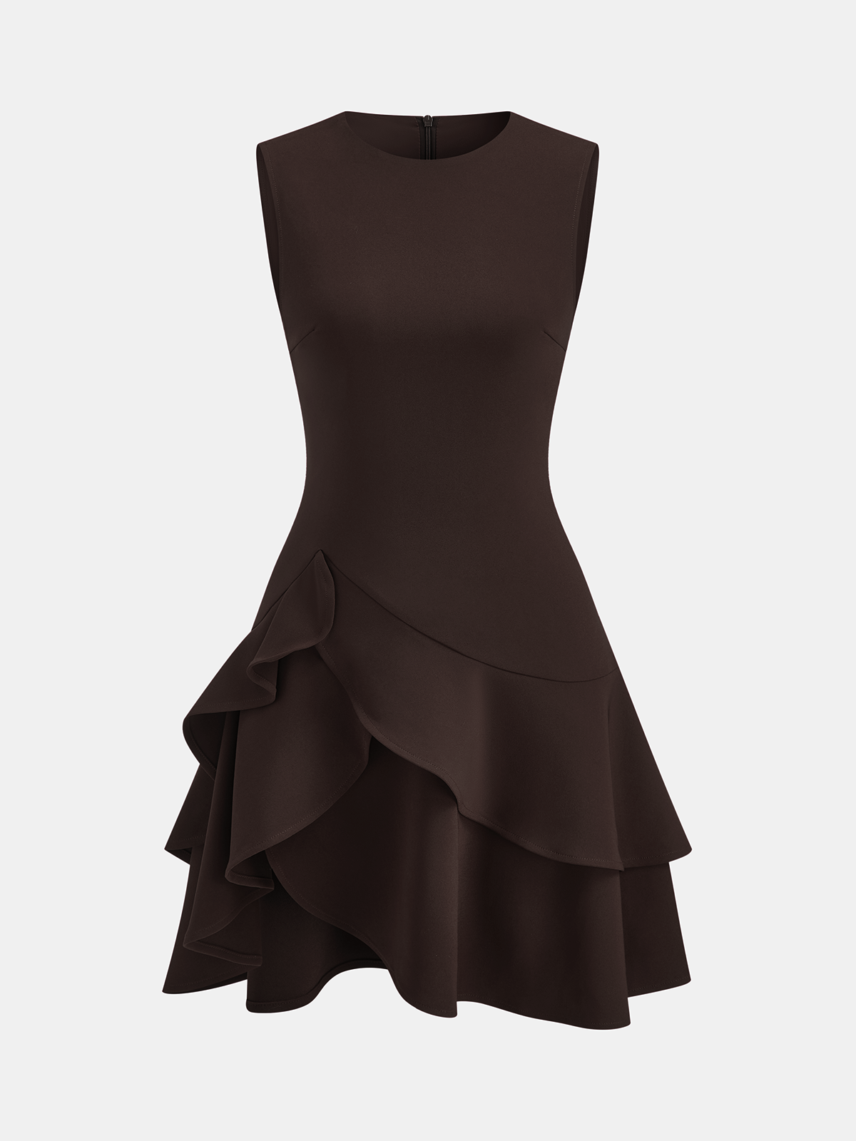 Asymmetric Ruffle Hem Sleeveless Mini Dress