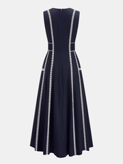 Contrast Lace Trim Sleeveless Midi Dress