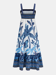 Tropical Print Tiered Maxi Dress