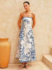 Starfish Print Side Slit Cami Maxi Dress