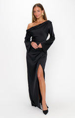 Jamie Maxi Dress ~ Black Luxe Satin