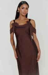 Bella Maxi Dress ~ Chocolate Luxe Satin