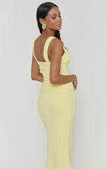 Danielle Maxi Dress ~ Pale Yellow Stretch
