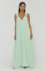 Heidi Maxi Dress ~ Pistachio Pleated Chiffon