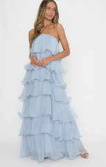 Kelsey Maxi ~ Steel Blue Chiffon