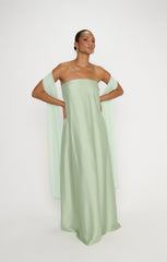 Tinsley Tube Dress ~ Pistachio Luxe Satin