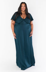 Rome Twist Gown ~ Deep Emerald Luxe Satin