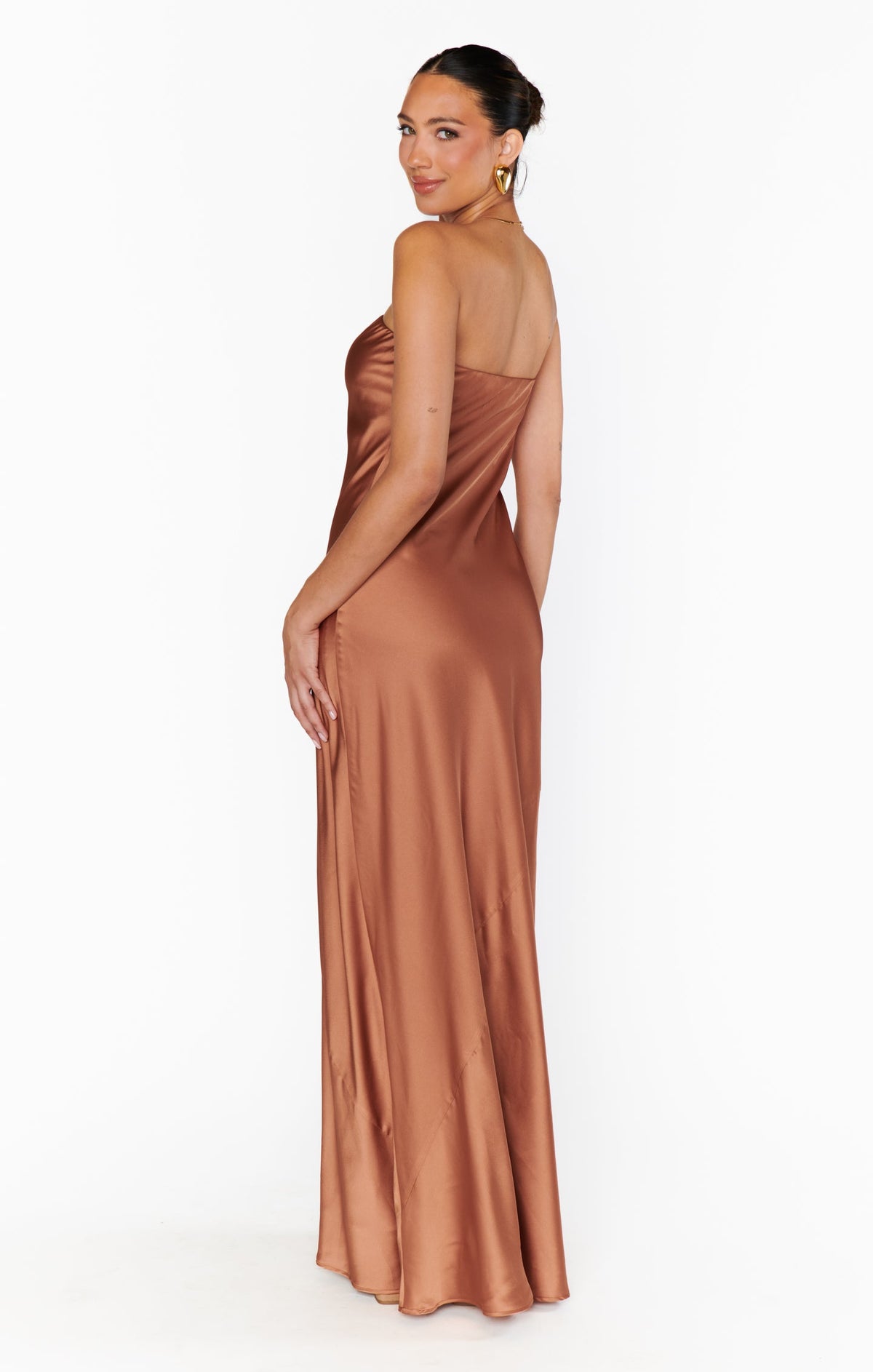 Taylor Tube Maxi Dress ~ Copper Luxe Satin