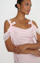 Bella Maxi Dress ~ Powder Pink Luxe Satin