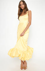 Rebecca Midi Dress ~ Pale Yellow Taffeta