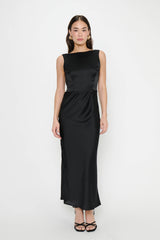 Candice Dress ~ Black Luxe Satin