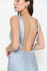 Candice Dress ~ Steel Blue Luxe Satin