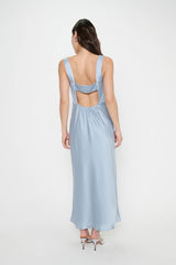 Candice Dress ~ Steel Blue Luxe Satin