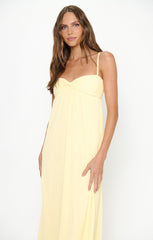 Libby Maxi Dress ~ Pale Yellow Pleated Chiffon