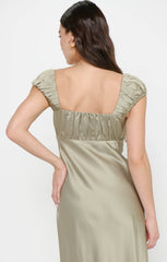 Veronica Maxi Dress ~ Moss Green Luxe Satin