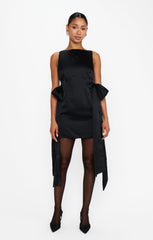 Ludlow Mini Dress ~ Black Luxe Satin
