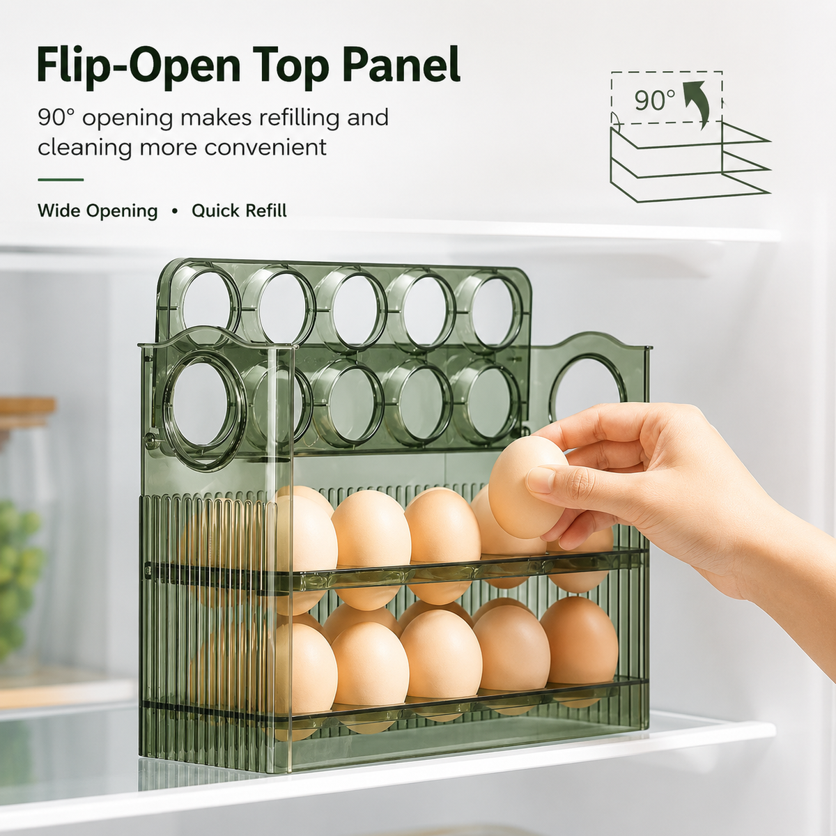 30-Egg Compact Fridge Storage Rack with Easy-Grip Handles