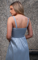 Rebecca Midi Dress ~ Steel Blue Taffeta