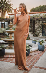 Lisa Maxi Dress ~ Copper Luxe Satin