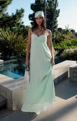Libby Maxi Dress ~ Pistachio Pleated Chiffon