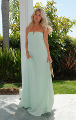 Athena Maxi Dress ~ Pistachio Pleated Chiffon