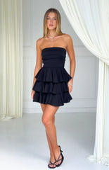 Kimmie Black Strapless Ruffle Mini Dress