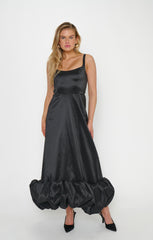 Rebecca Midi Dress ~ Black Taffeta