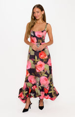 Rebecca Midi Dress ~ Noir Blooms