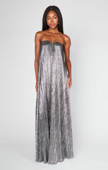 Athena Maxi Dress ~ Pleated Silver