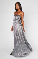 Athena Maxi Dress ~ Pleated Silver