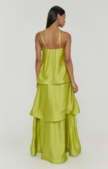 Ella Maxi Dress ~ Chartreuse Luxe Satin