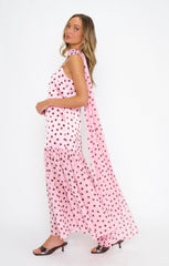 Dalia Maxi Dress ~ Pink Truffle Polka Dot