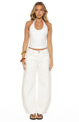 Nora White Jersey Halter Neck Top