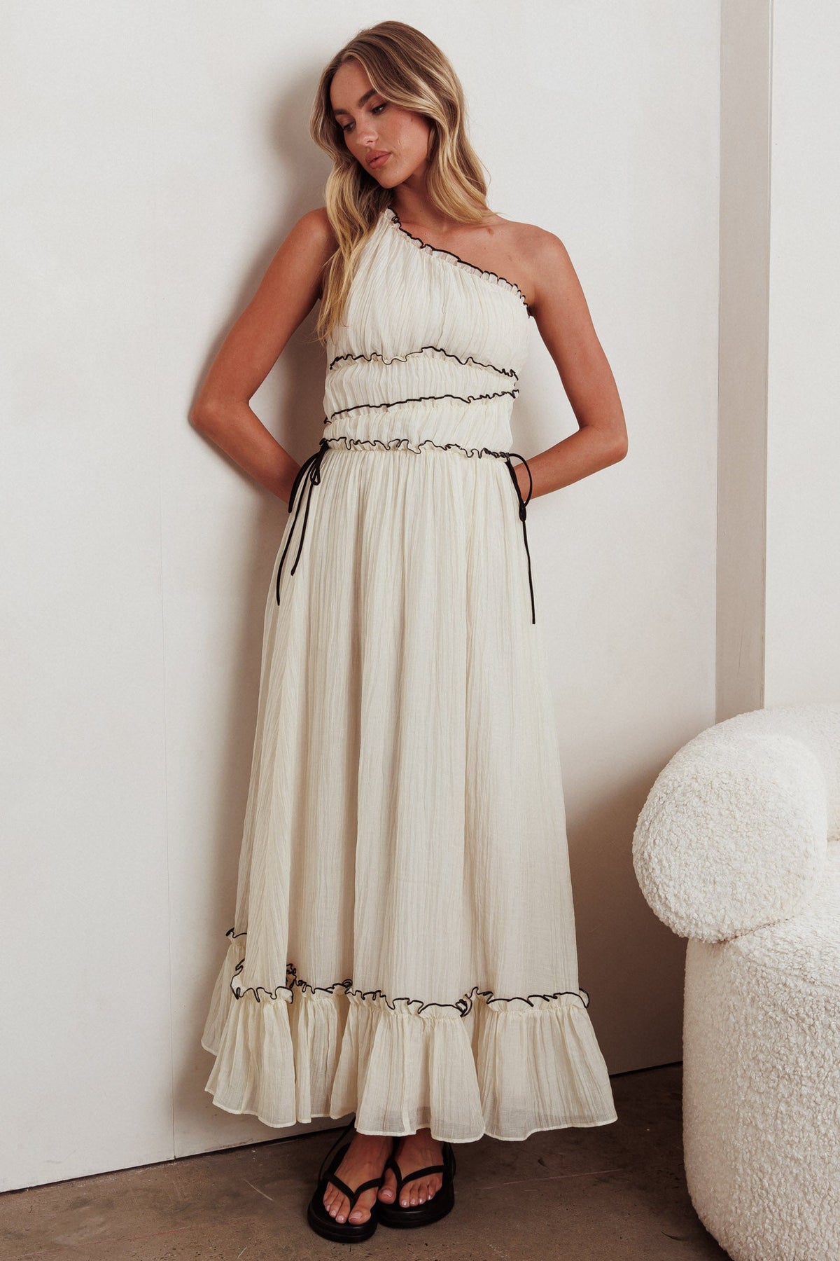 Ballad One-Shoulder Maxi Dress Cream