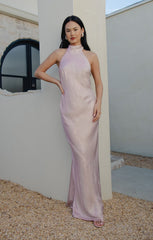 Lisa Maxi Dress ~ Powder Pink Chrome