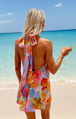 Twist Mini Dress ~ Brushed Blooms
