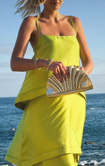 Ella Maxi Dress ~ Chartreuse Luxe Satin