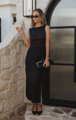 Candice Dress ~ Black Luxe Satin