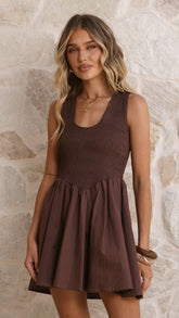 Amira Mini Dress - Chocolate